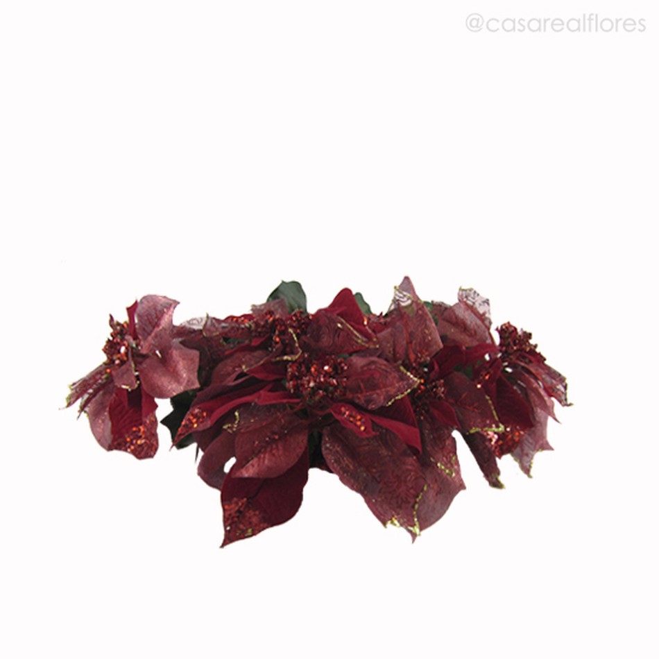 Imagem 3 do produto Buquê Poinsettia com Glitter Artificial - Vermelho Escuro (7849)