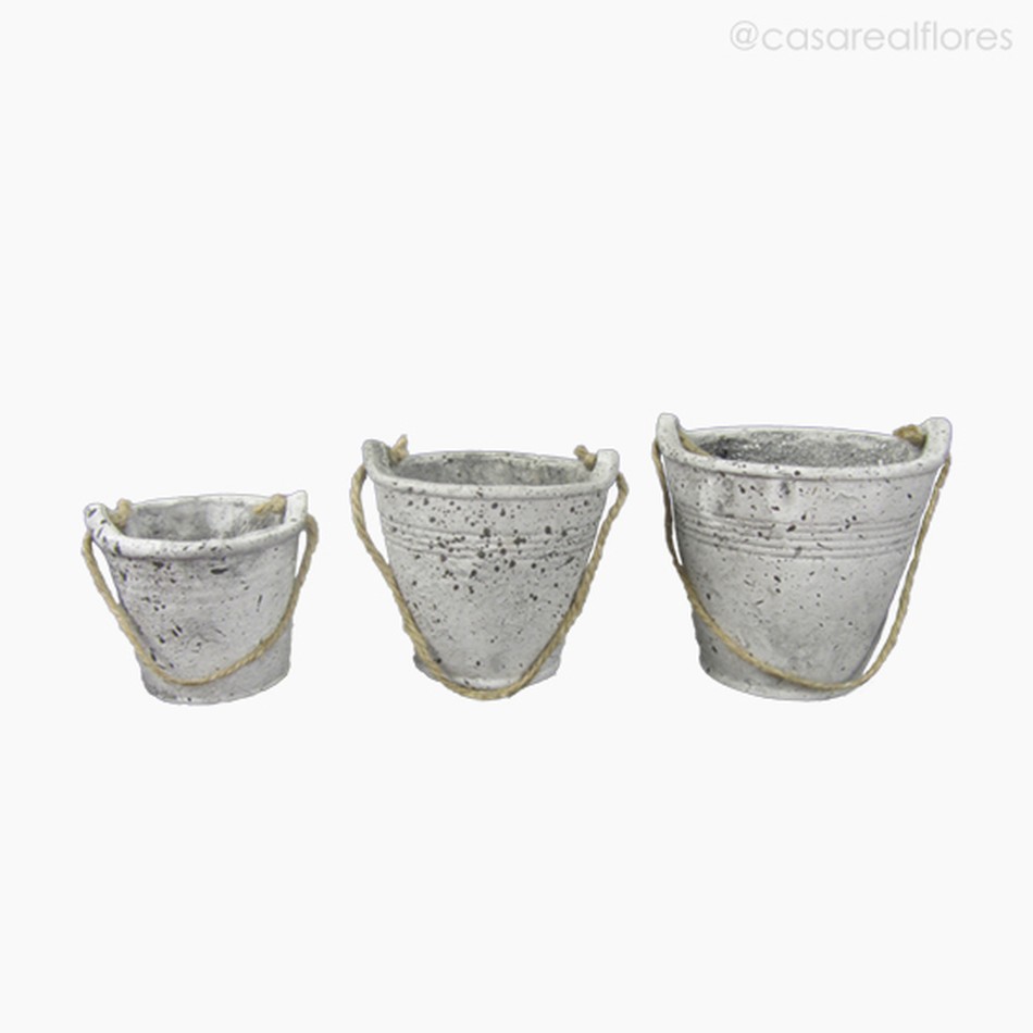 Imagem 1 do produto Kit com 3 Vasos com Corda - Cinza Claro (10861)