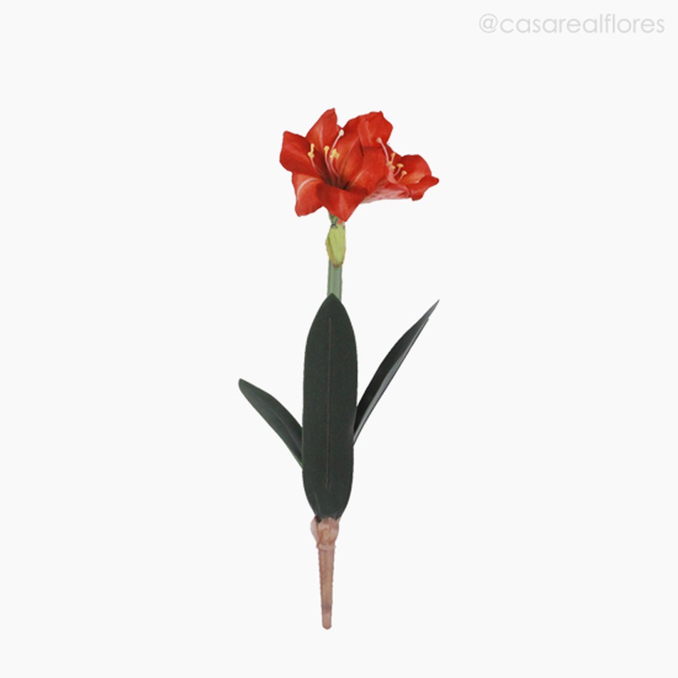 Amaryllis Com Folhas Artificiais - Laranja (5225) - Casa Real Flores e  Decorações