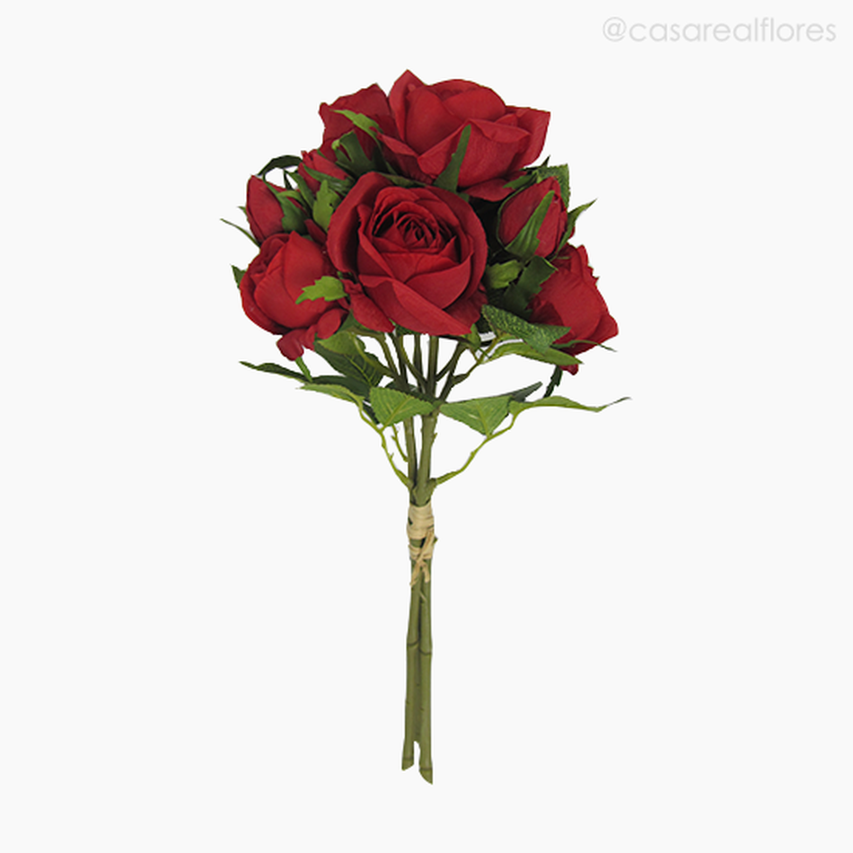 Imagem 1 do produto Buquê Rosa X3 com Rafia - Vermelho (11825)