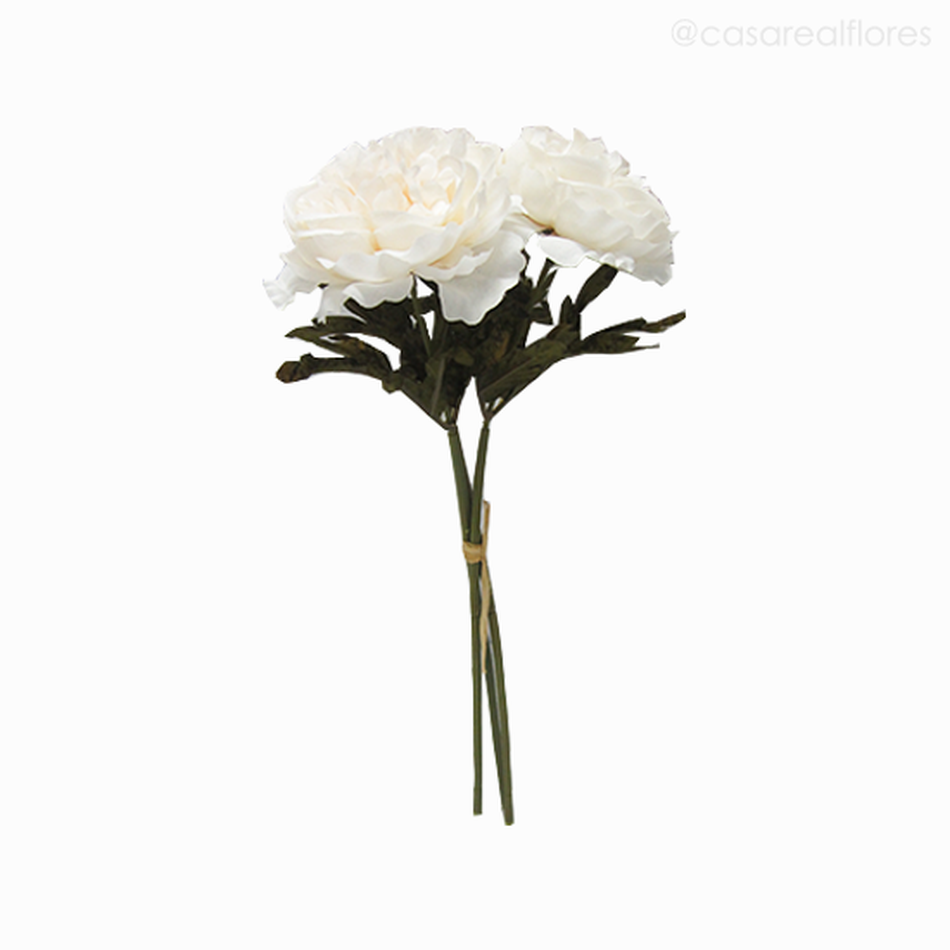 Imagem 1 do produto Buquê Ranunculus X3 com Rafia Artificial - Branco (11834)