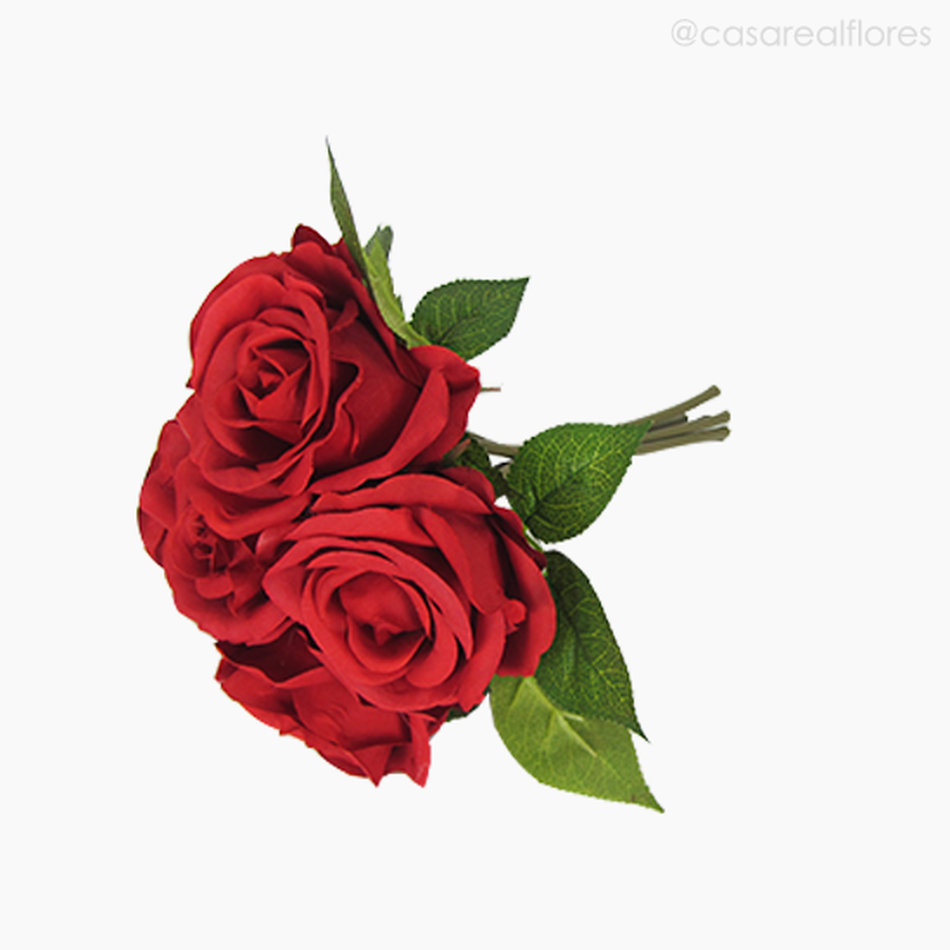 Imagem 2 do produto Buquê Rosa X6 com Rafia - Vermelho (11827)