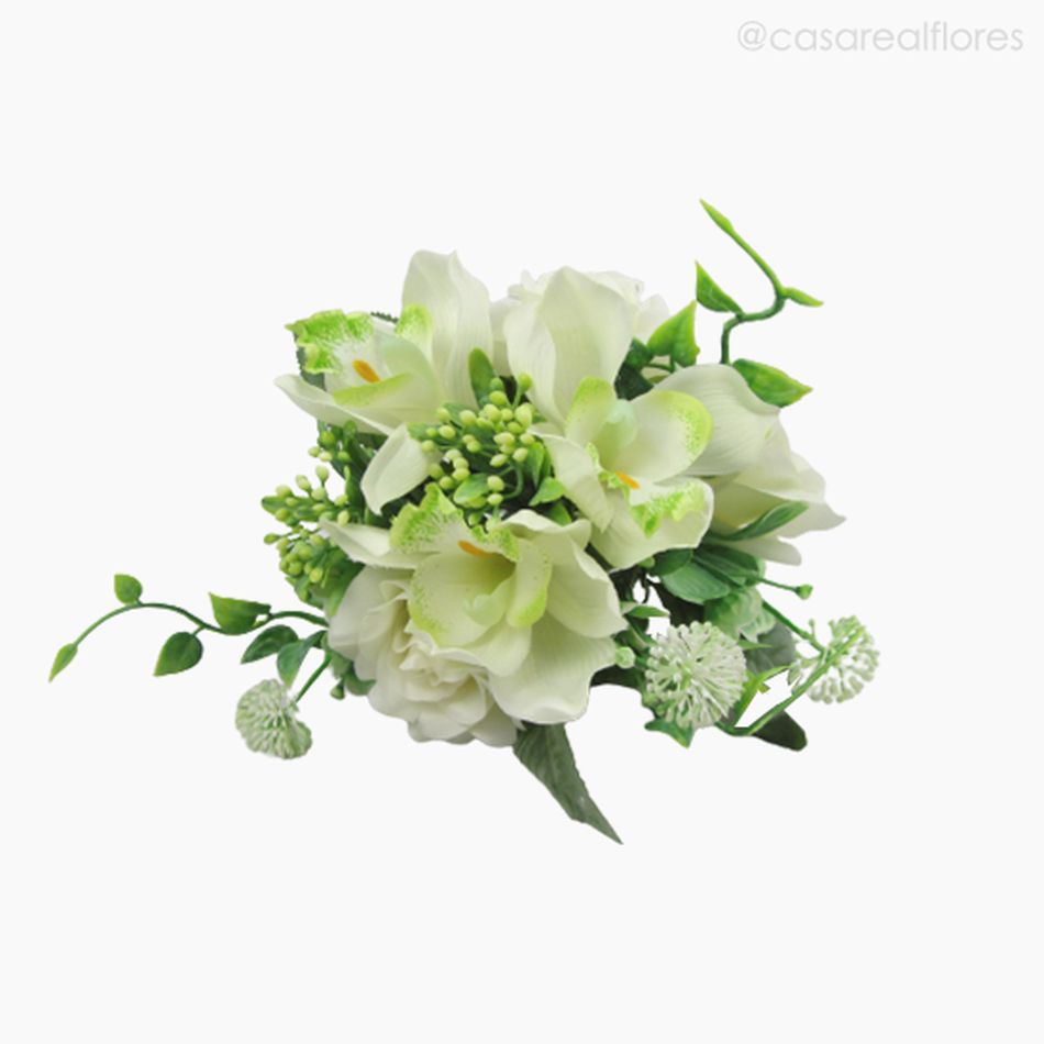 Imagem 3 do produto Buquê de Rosas c/ Orquídea Cymbidium (012520) - Branco 