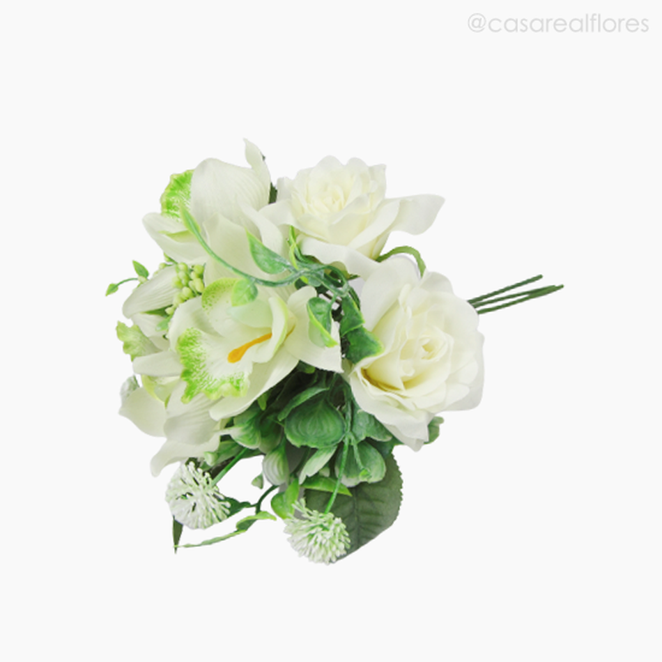 Imagem 2 do produto Buquê de Rosas c/ Orquídea Cymbidium (012520) - Branco 