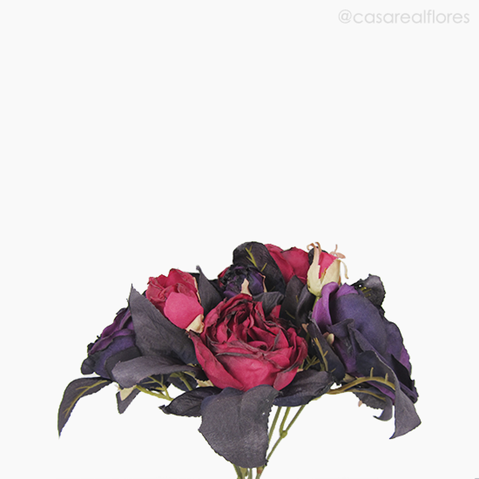 Imagem 2 do produto Buquê Rosas Cabbage Envelhecidas - Roxo Escuro (09717)
