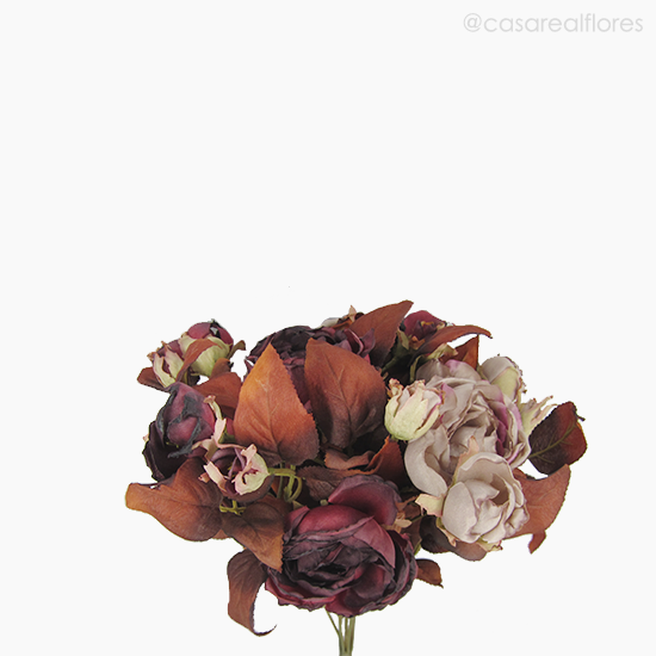 Imagem 2 do produto Buquê Peônias com Rosas Envelhecido - Marrom (9764)