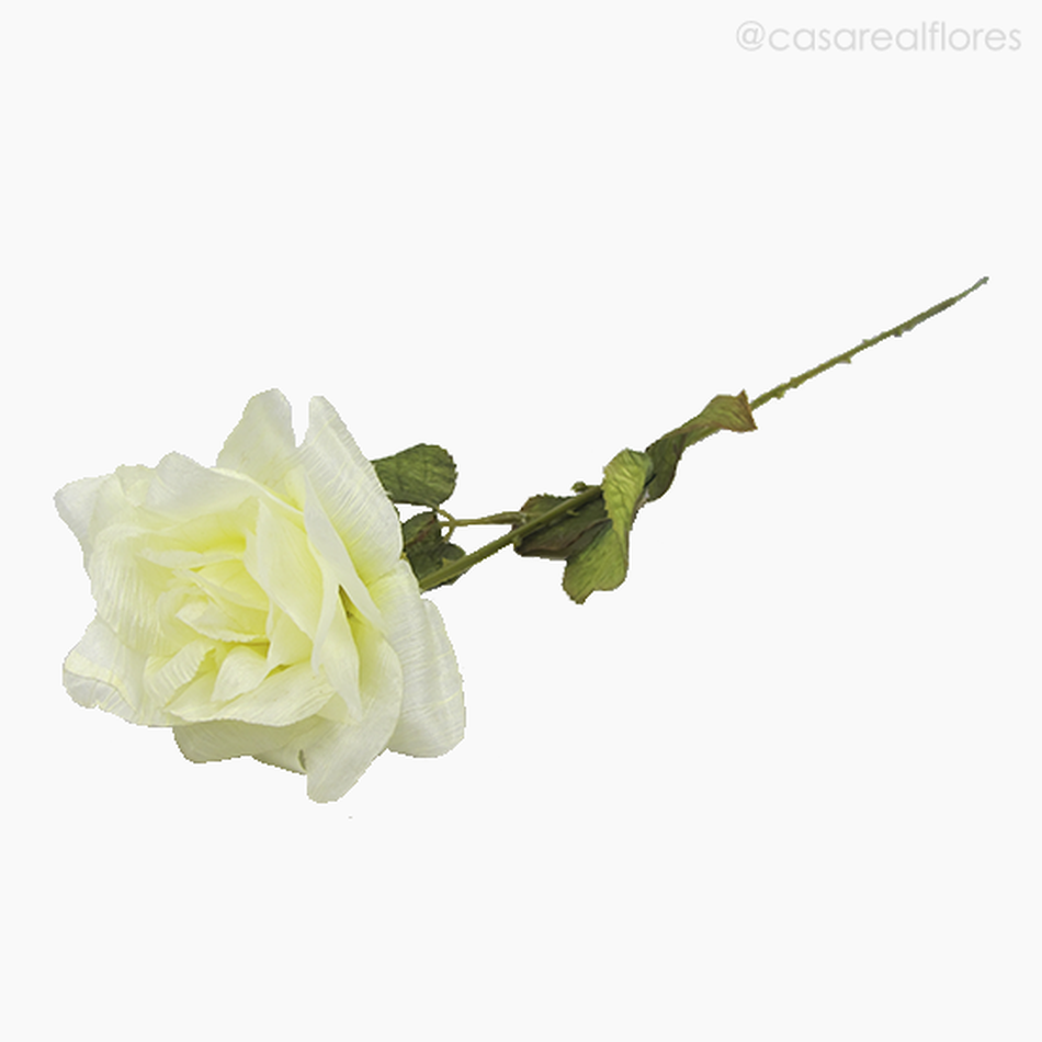 Imagem 3 do produto Rosa Solitária Artificial Envelhecida - Branco (3574)