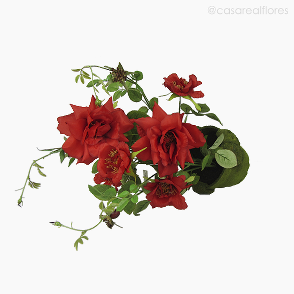 Imagem 3 do produto Roseira no Vaso com Musgo Artificial - Vermelho (7519)