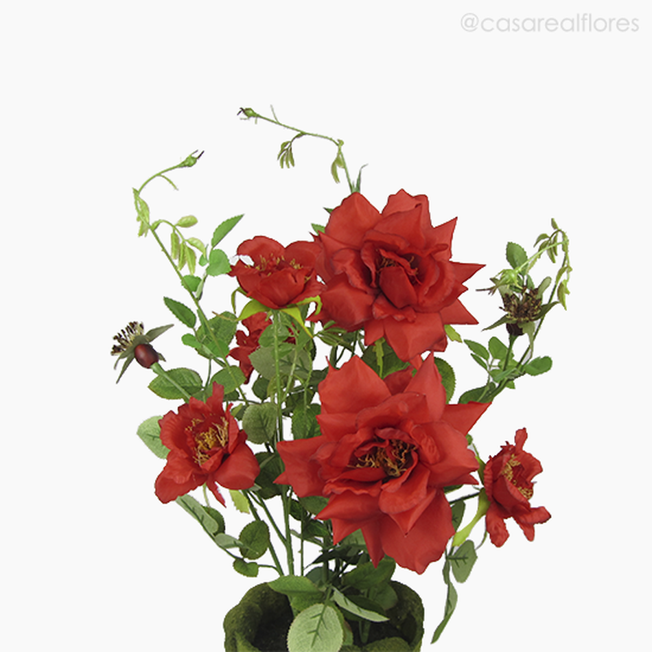 Imagem 2 do produto Roseira no Vaso com Musgo Artificial - Vermelho (7519)