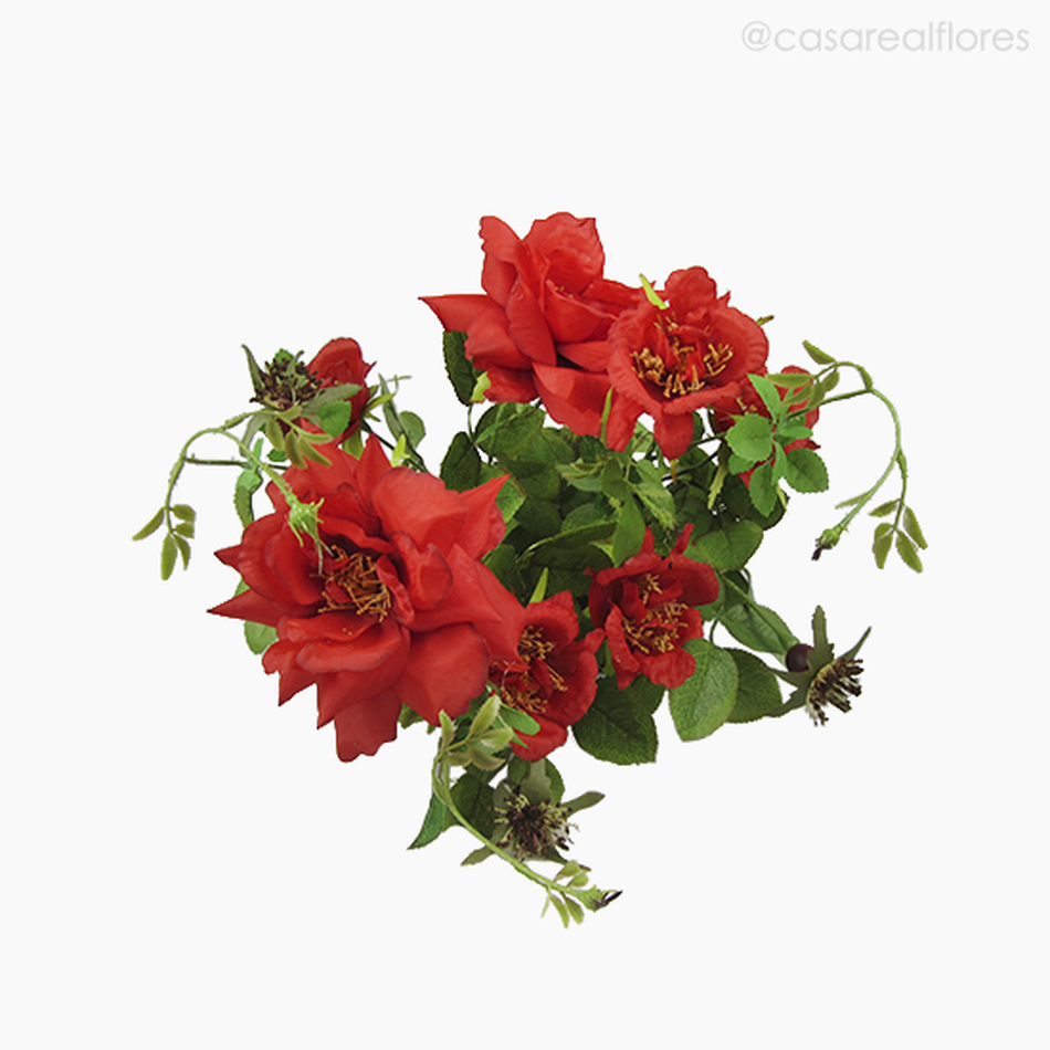 Imagem 4 do produto Roseira no Vaso com Musgo Artificial - Vermelho (7519)