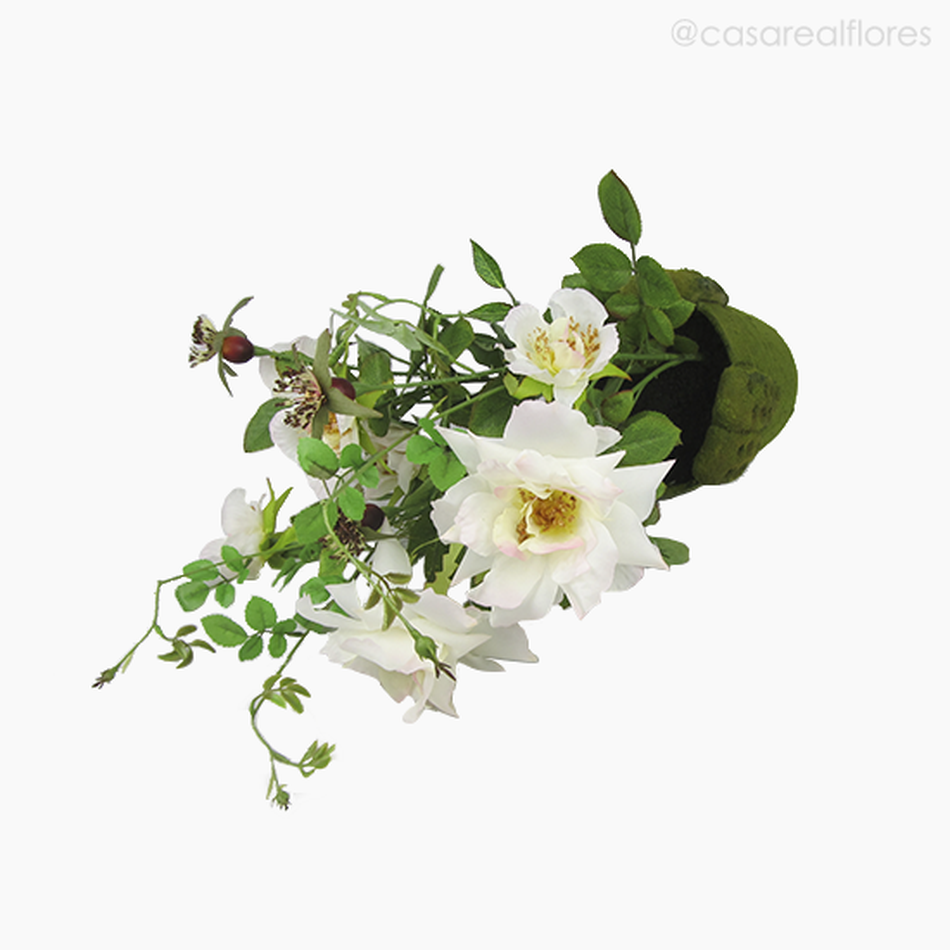 Imagem 3 do produto Roseira no Vaso com Musgo Artificial - Branco (7519)