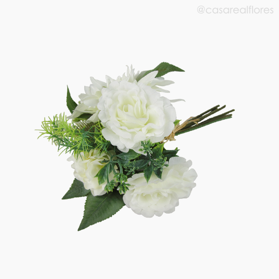 Imagem 2 do produto Buquê Misto c/ Crisântemo, Hortênsia e Rosas (012531) - Branco