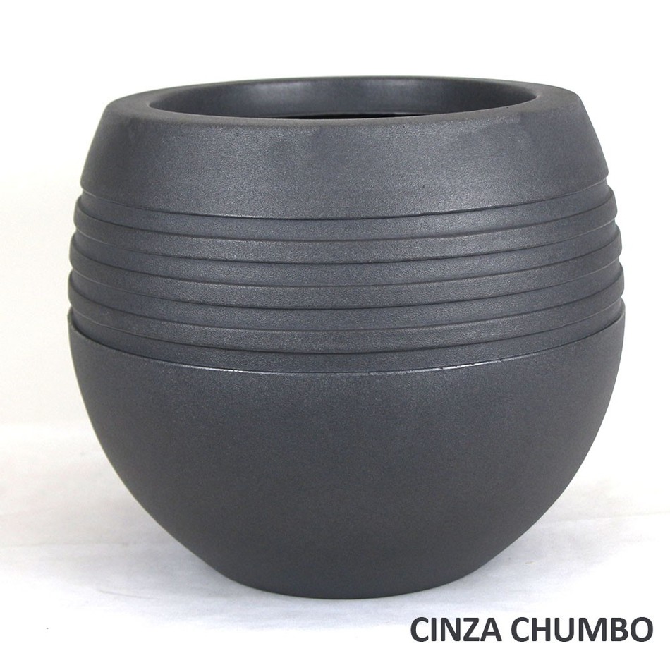 Imagem 1 do produto Vaso Oval Jateado - Chumbo (011686)