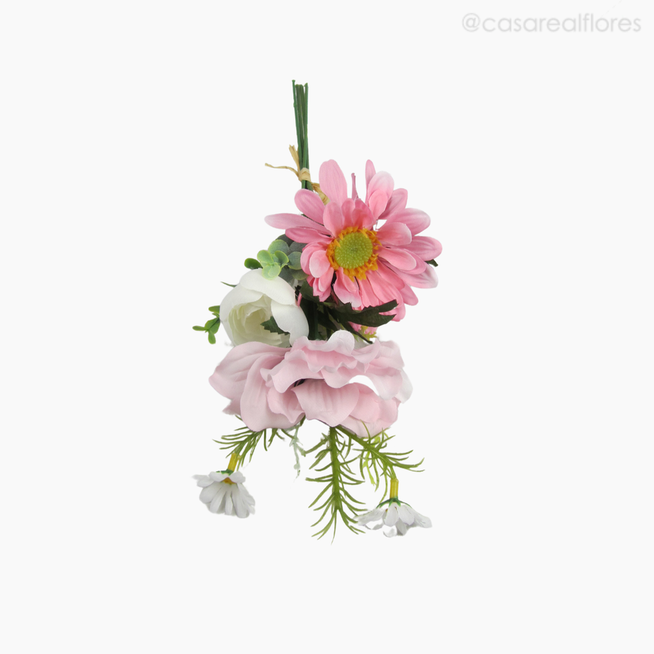 Imagem 4 do produto Buquê Misto c/ Gérbera e Rosa Artificial - Rosa Claro (12807)