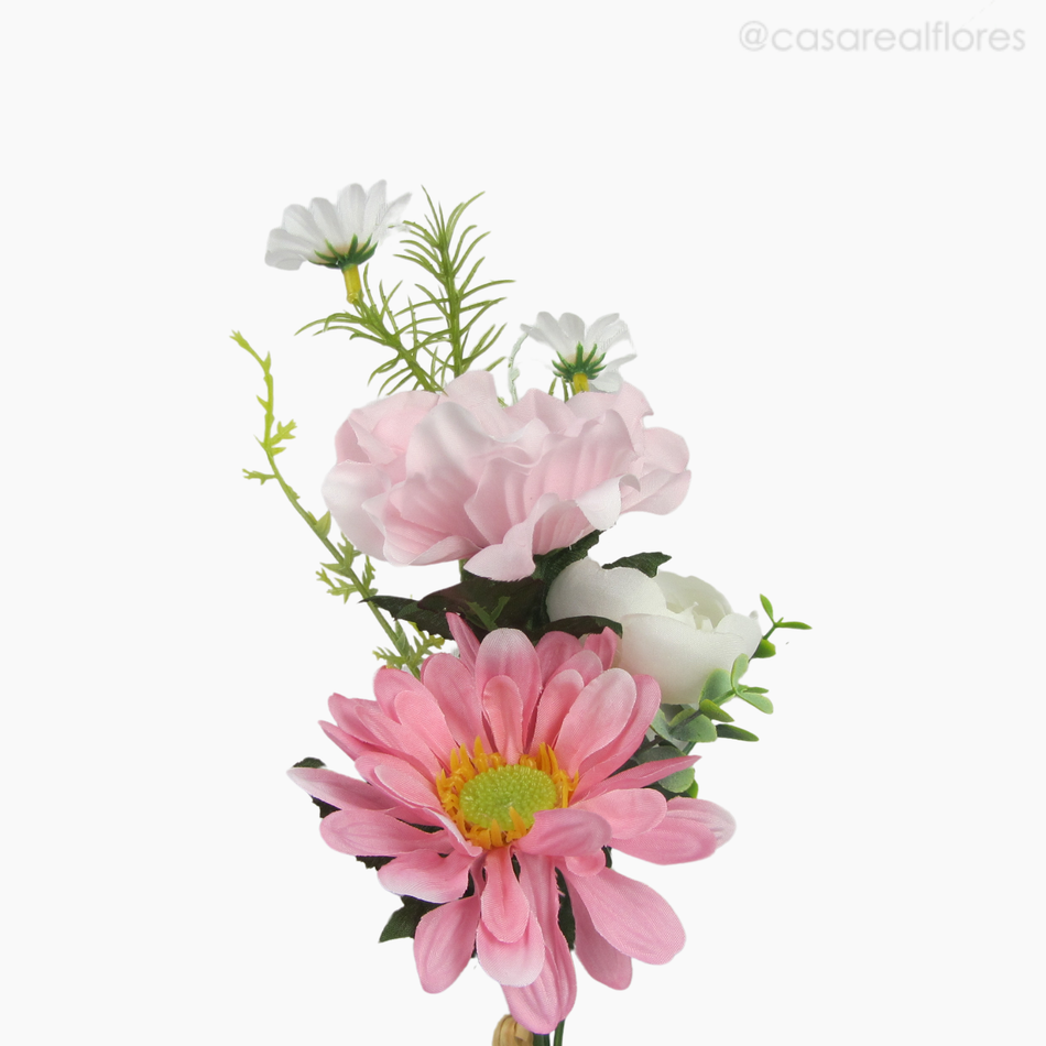 Imagem 5 do produto Buquê Misto c/ Gérbera e Rosa Artificial - Rosa Claro (12807)