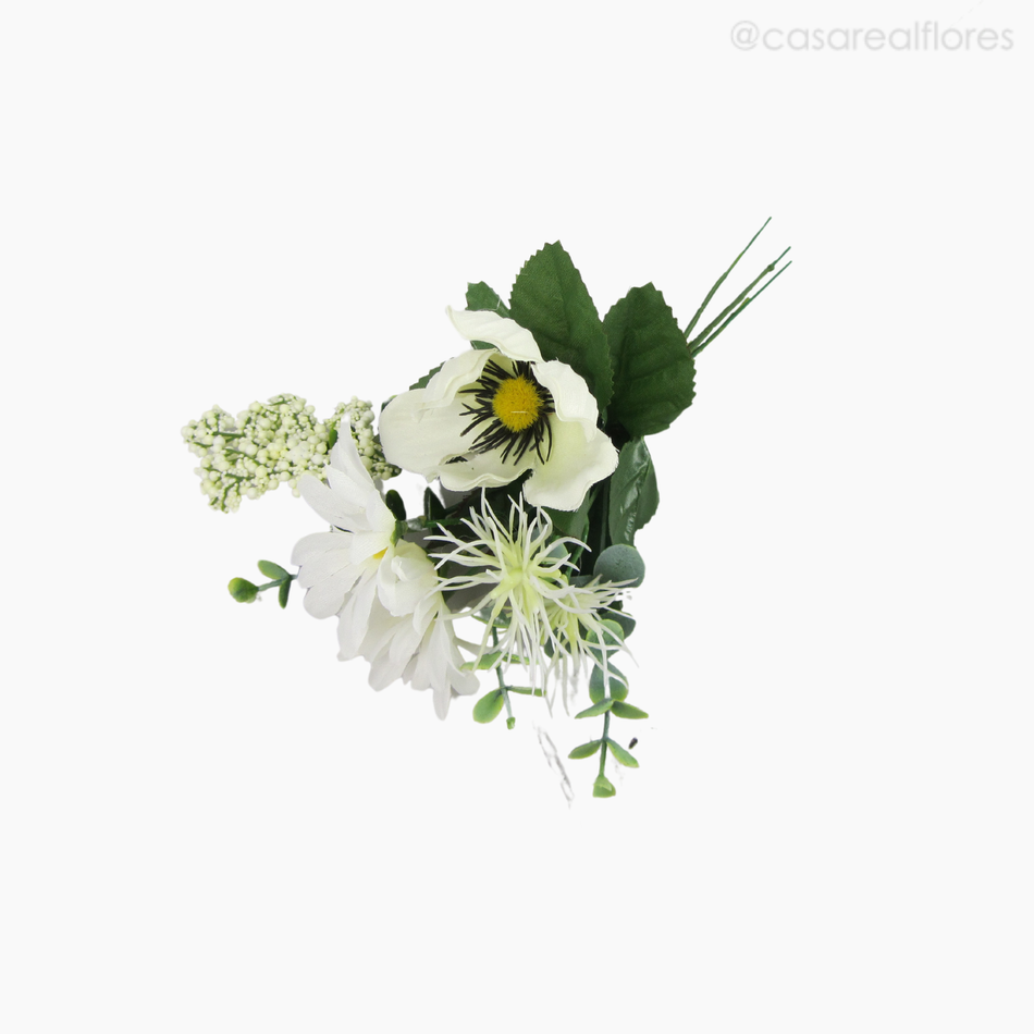 Imagem 2 do produto Buquê Misto c/ Gérbera e Anemone Artificial - Branco (12815)