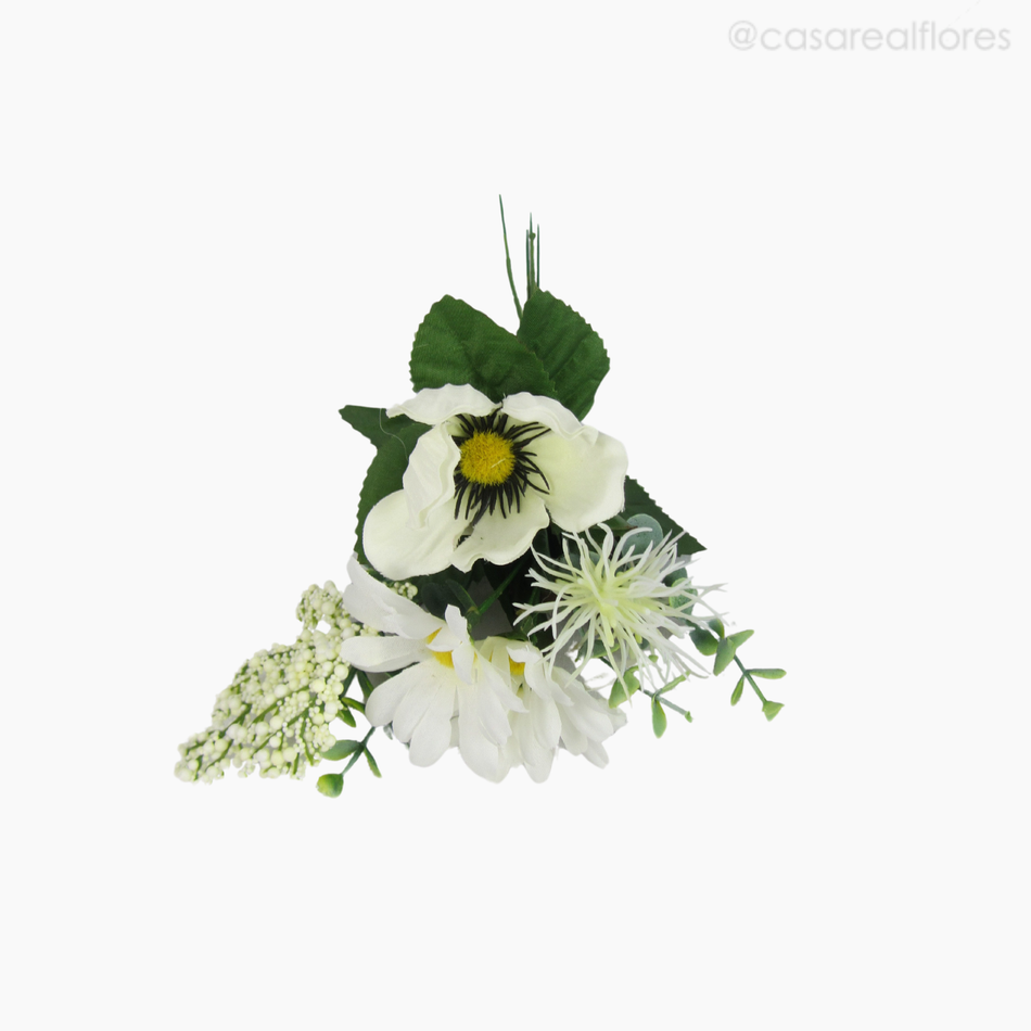 Imagem 4 do produto Buquê Misto c/ Gérbera e Anemone Artificial - Branco (12815)