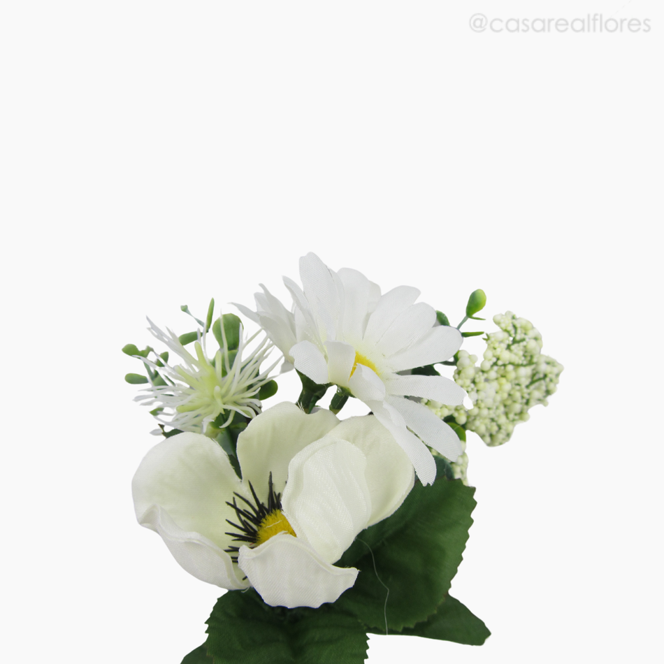 Imagem 3 do produto Buquê Misto c/ Gérbera e Anemone Artificial - Branco (12815)