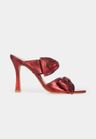 Cor Vermelho Matalizado do produto Tamanco Laço Couro Vermelho Salto Fino