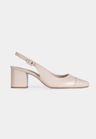 Cor OFF WHITE do produto Scarpin Slingback Couro Off White Salto Bloco