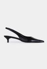 Cor PRETO do produto Scarpin Slingback Couro Preto Salto Fino