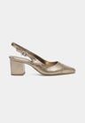 Cor PRATA VELHO do produto Scarpin Slingback Couro Prata Velho Salto Bloco