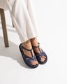 Cor AZUL MARINHO do produto Flat Sandal Daisy Couro Azul Marinho 