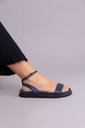 Cor AZUL MARINHO do produto Flat Sandal Couro New Mykonos Azul Marinho