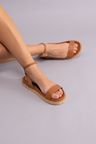 Cor CARAMELO do produto Flat Sandal Couro New Mykonos Caramelo