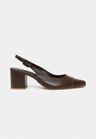 Cor CACAU do produto Scarpin Slingback Couro Cacau Salto Bloco