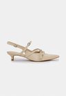 Cor OFF WHITE do produto Scarpin Slingback Couro Off White com Fivelas Salto Fino