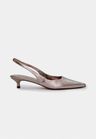 Cor PRATA VELHO do produto Scarpin Slingback Couro Prata Velho Salto Fino