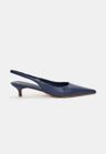 Cor AZUL MARINHO do produto Scarpin Slingback Couro Azul Marinho Salto Fino
