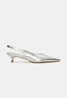 Cor Cristal Prata do produto Scarpin Slingback Couro Cristal Prata Salto Fino