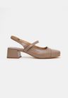 Cor CINZA QUEIMADO do produto Mule Slingback Salto Bloco Couro Cinza Queimado