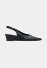 Cor PRETO do produto Scarpin Slingback Anabela Couro Preto