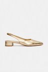 Cor OURO LIGHT do produto Scarpin Slingback CYAN Ouro Light Salto Médio Bloco