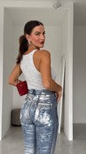 Calça Skinny Metalizada Manuela