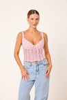 Blusa Crochê Artesanal Alças Rosa