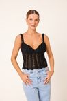 Blusa Crochê Artesanal Alças Preta