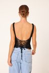 Blusa Crochê Artesanal Alças Preta