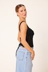 Blusa Crochê Artesanal Alças Preta