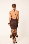 Vestido Crochê Com Amarração Marrom