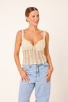 Blusa Crochê Artesanal Alças Off White