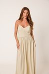 Vestido Midi Com Alças Bege