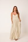 Vestido Midi Com Alças Bege