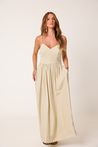 Vestido Midi Com Alças Bege
