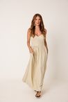 Vestido Midi Com Alças Bege