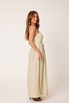 Vestido Midi Com Alças Bege