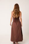 Vestido Midi Marrom Tricoline 